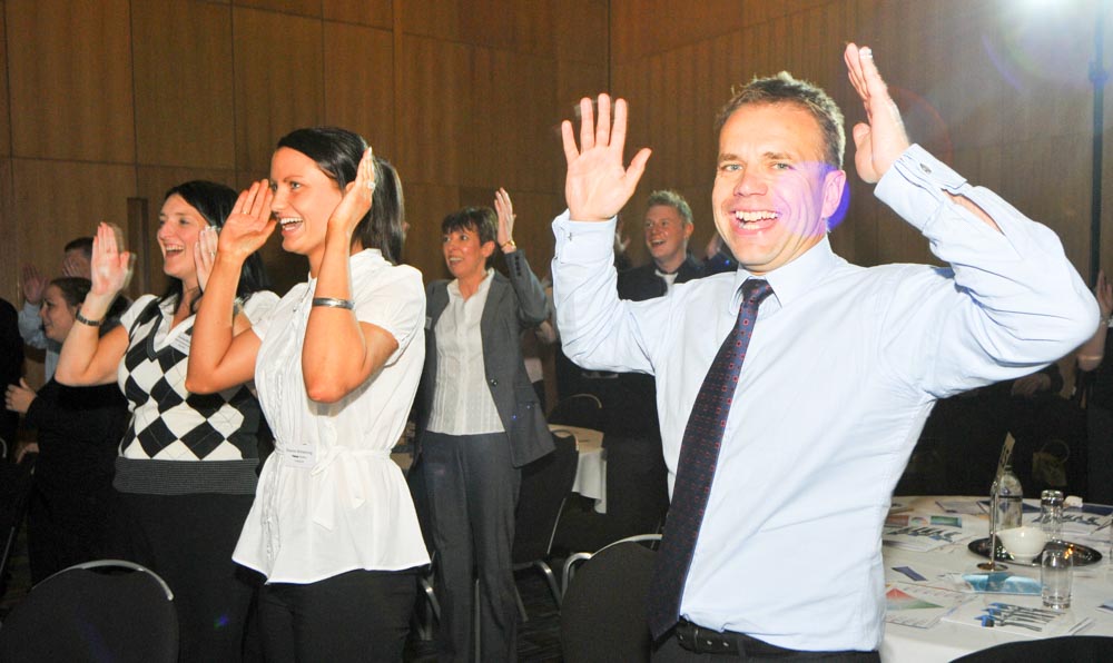 Participants enjoying a body percussion and movement workshop